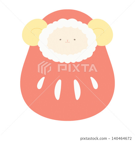 New Year's card material featuring a sheep-shaped Daruma doll New Year's card material featuring a sheep-shaped Daruma doll 140464672