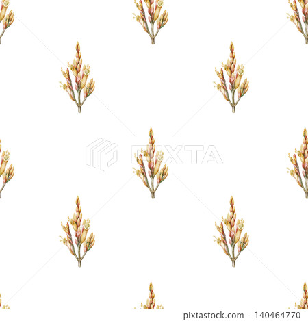 Seamless pattern of tropical Sanchezia speciosa. Hand drawn watercolor illustration with orange exotic flower in botanical style. Decorative background design for summer wallpaper or floral textile Seamless pattern of tropical Sanchezia speciosa. Hand drawn watercolor illustration with orange exotic flower in botanical style. Decorative background design for summer wallpaper or floral textile 140464770
