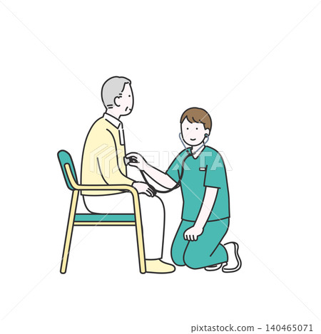 圖解:上門護理師正在進行家庭醫療保健期間的健康檢查。 圖解:上門護理師正在進行家庭醫療保健期間的健康檢查。 140465071