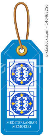 Blue Mediterranean Theme Luggage Tag with Decorative Tile Pattern Blue Mediterranean Theme Luggage Tag with Decorative Tile Pattern 140465256