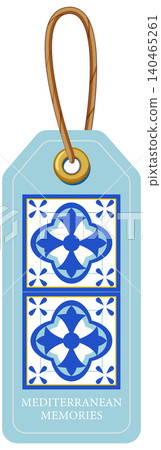 Blue Mediterranean Style Luggage Tag with Decorative Tile Pattern Blue Mediterranean Style Luggage Tag with Decorative Tile Pattern 140465261