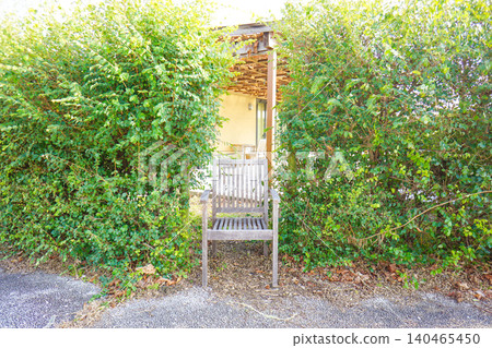 A chair placed in a quiet garden A chair placed in a quiet garden 140465450