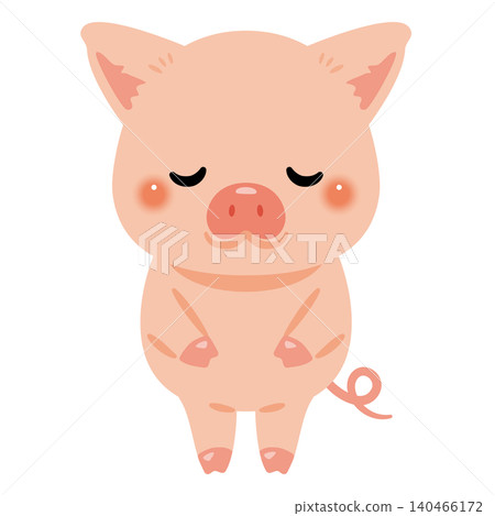 Illustration of a bowing pig character 140466172