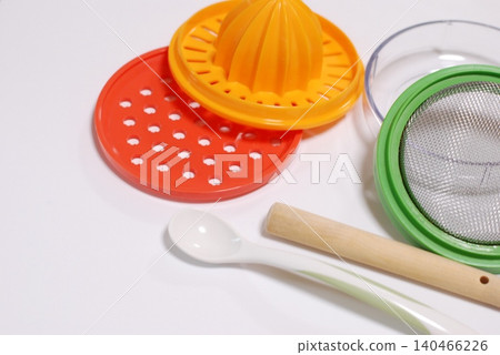 Photo of a baby food preparation utensil set Photo of a baby food preparation utensil set 140466226