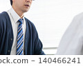 Businessmen consult company physicians about poor health. 140466241