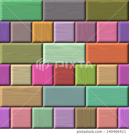 Vibrant Colorful Block Wall Pattern Seamless Grid 140466421