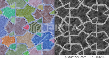 Hand Drawn Interlocking Polygons Pattern White on Black Hand Drawn Interlocking Polygons Pattern White on Black 140466460