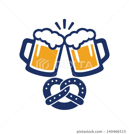 Oktoberfest Celebration Toast Clinking Beer Mugs and Pretzel Design Oktoberfest Celebration Toast Clinking Beer Mugs and Pretzel Design 140466515