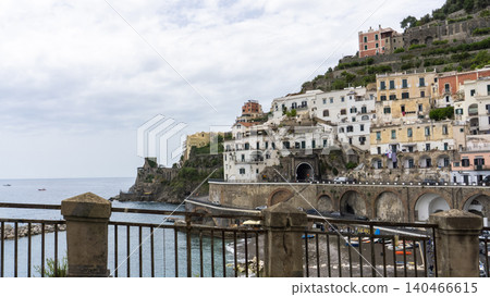 Atrani, Italy along the Amalfi Coast at dusk. 140466615