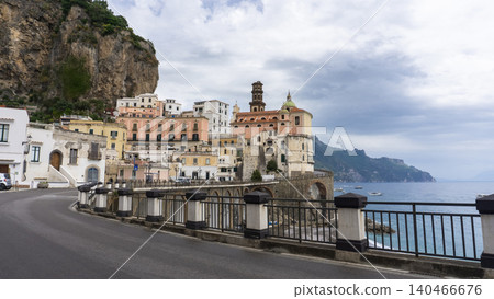 Atrani, Italy along the Amalfi Coast at dusk. Atrani, Italy along the Amalfi Coast at dusk. 140466676