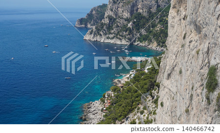 Beautiful coastline in Marina Piccola, Capri. Aerial view Beautiful coastline in Marina Piccola, Capri. Aerial view 140466742