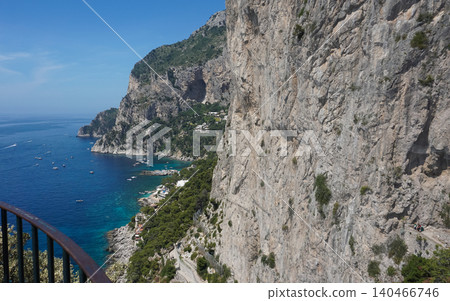 Beautiful coastline in Marina Piccola, Capri. Aerial view Beautiful coastline in Marina Piccola, Capri. Aerial view 140466746