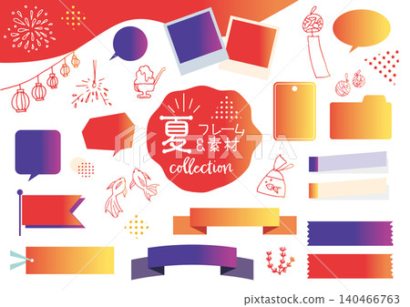 夏季節日框架和標題設計素材包 夏季節日框架和標題設計素材包 140466763