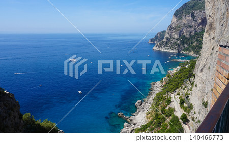 Beautiful coastline in Marina Piccola, Capri. Aerial view Beautiful coastline in Marina Piccola, Capri. Aerial view 140466773
