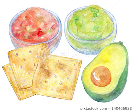 水彩插畫,手繪插畫,沾醬套裝 水彩插畫,手繪插畫,沾醬套裝 140466928