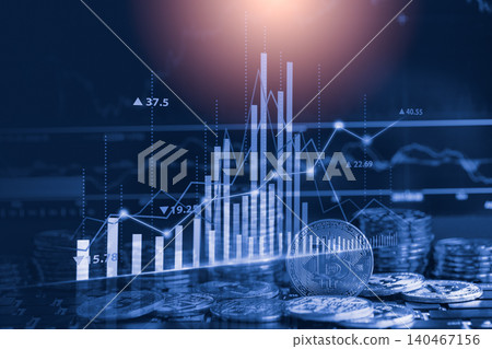 Modern way of exchange. Bitcoin is convenient payment in global economy market. Virtual digital currency and financial investment trade concept. Abstract cryptocurrency with gold bitcoin background. Modern way of exchange. Bitcoin is convenient payment in global economy market. Virtual digital currency and financial investment trade concept. Abstract cryptocurrency with gold bitcoin background. 140467156