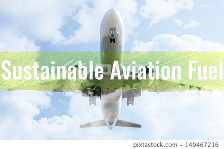 Sustainable aviation fuel concept. Net zero emissions flight. Sustainability transportation. Eco-friendly aviation fuel. Air travel. Future of flight with green innovation. Airplane use biofuel energy Sustainable aviation fuel concept. Net zero emissions flight. Sustainability transportation. Eco-friendly aviation fuel. Air travel. Future of flight with green innovation. Airplane use biofuel energy 140467216