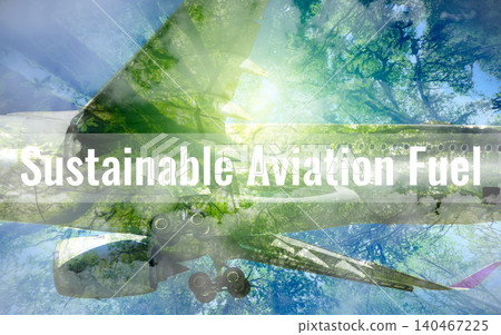 Sustainable aviation fuel concept. Net zero emissions flight. Sustainability transportation. Eco-friendly aviation fuel. Air travel. Future of flight with green innovation. Airplane use biofuel energy Sustainable aviation fuel concept. Net zero emissions flight. Sustainability transportation. Eco-friendly aviation fuel. Air travel. Future of flight with green innovation. Airplane use biofuel energy 140467225
