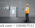 Asian engineer or technician with battery energy storage system for residential used 140467531