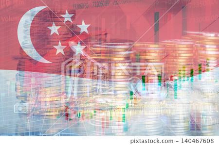 Singapore financial market stands as a focal point for stock trading, forex exchange, and digital investments. Singapore flag, growth trading charts, and coin stack. Financial investment business. Singapore financial market stands as a focal point for stock trading, forex exchange, and digital investments. Singapore flag, growth trading charts, and coin stack. Financial investment business. 140467608