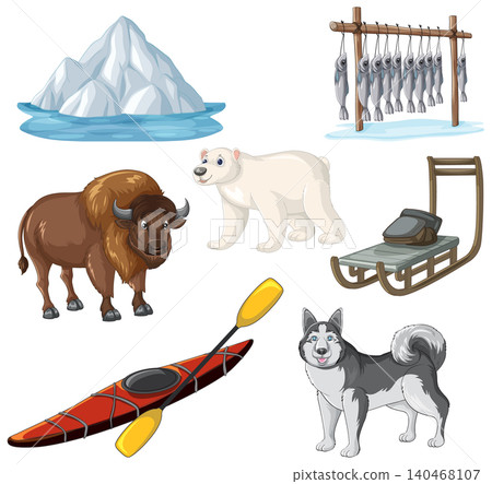 Arctic and Northern Wildlife and Culture Vector Illustration Set Arctic and Northern Wildlife and Culture Vector Illustration Set 140468107