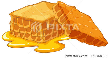 Vector Illustration of Fresh Honeycomb Blocks with Dripping Golden Honey Vector Illustration of Fresh Honeycomb Blocks with Dripping Golden Honey 140468109