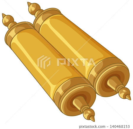 Ancient Golden Torah Scroll Vector Illustration on White Background Ancient Golden Torah Scroll Vector Illustration on White Background 140468153