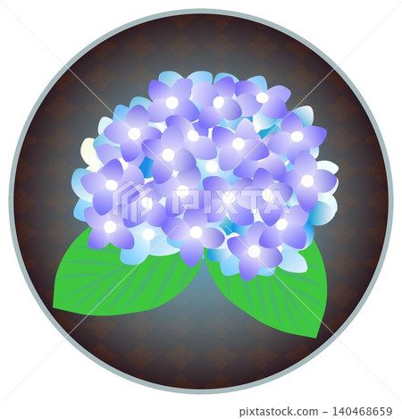 繡球花插圖,圓形背景 繡球花插圖,圓形背景 140468659