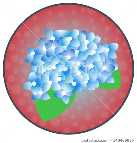 Hydrangea illustration with a circular background Hydrangea illustration with a circular background 140469050