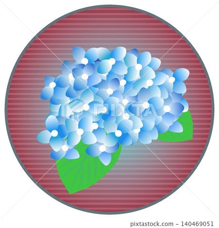 Hydrangea illustration with a circular background Hydrangea illustration with a circular background 140469051