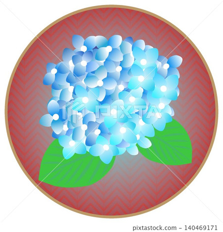 繡球花插圖,圓形背景 繡球花插圖,圓形背景 140469171
