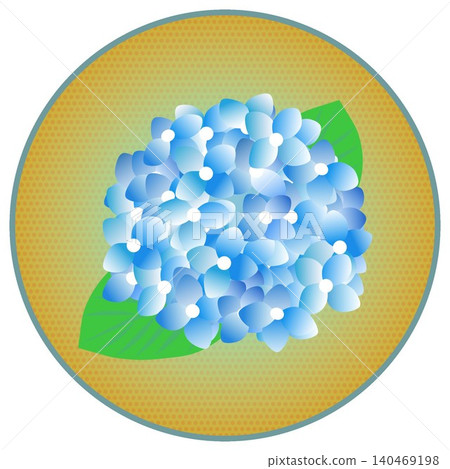 Hydrangea illustration with a circular background Hydrangea illustration with a circular background 140469198