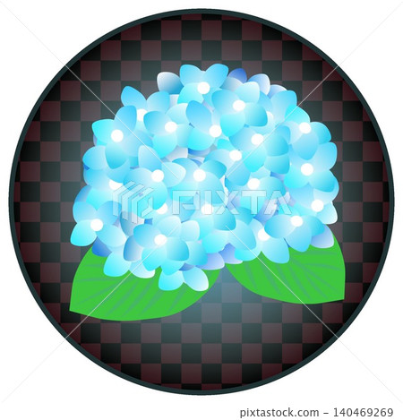 繡球花插圖，圓形背景 140469269