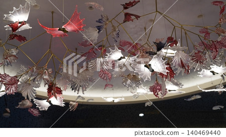 Modern Art Chandelier with Floral Glass Decor Modern Art Chandelier with Floral Glass Decor 140469440