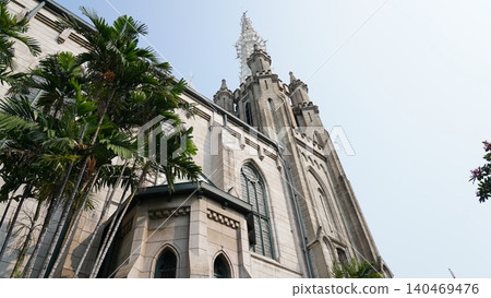 Jakarta Cathedral Majestic Architecture and Palm Trees Jakarta Cathedral Majestic Architecture and Palm Trees 140469476