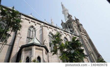 Jakarta Cathedral Architecture and Caryota Mitis Palms Jakarta Cathedral Architecture and Caryota Mitis Palms 140469478