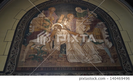 Religious Artwork Depicting Jesus Carrying The Cross Religious Artwork Depicting Jesus Carrying The Cross 140469496