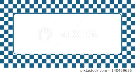 Indigo checkered Japanese style frame with copy space. Indigo checkered Japanese style frame with copy space. 140469656