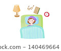 A woman who is having trouble sleeping in her bed. 140469664