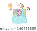 A woman sleeping soundly with her cat. 140469665