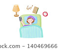 A woman fell asleep while looking at her smartphone in bed. 140469666