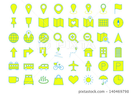 Set of 48 icons for maps and navigation Set of 48 icons for maps and navigation 140469798