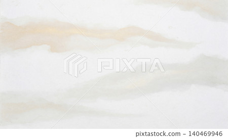 An elegant Japanese material featuring delicate gold and pearlescent mist patterns swirling across white washi paper. An elegant Japanese material featuring delicate gold and pearlescent mist patterns swirling across white washi paper. 140469946