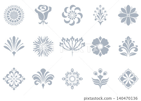 Flower icons set. Isolated elements for design. Vector graphics. Flower collection Flower icons set. Isolated elements for design. Vector graphics. Flower collection 140470136