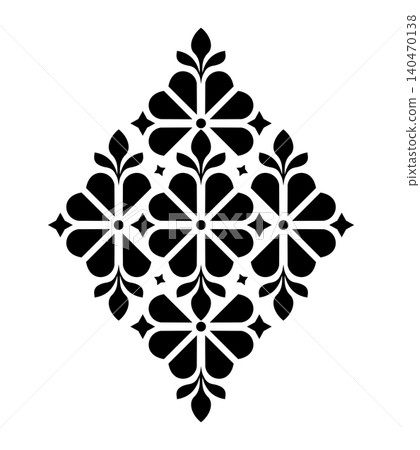 Damask graphic ornament. Floral design element. Black and white vector pattern. 140470138