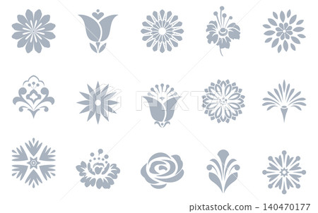 Flower icons set. Isolated elements for design. Vector graphics. Flower collection Flower icons set. Isolated elements for design. Vector graphics. Flower collection 140470177