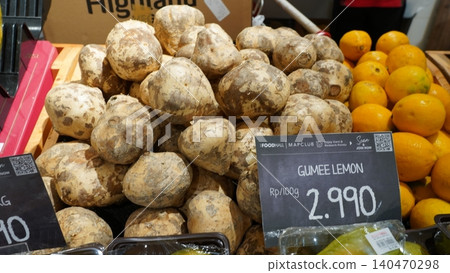 Jicama and Lemons at the Market Fresh Produce Display Jicama and Lemons at the Market Fresh Produce Display 140470298