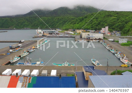 Oshidomari Port (viewed from Peshi Cape Observatory, Rishiri Fuji Town, Hokkaido) Oshidomari Port (viewed from Peshi Cape Observatory, Rishiri Fuji Town, Hokkaido) 140470397