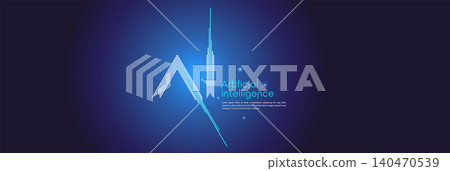 AI Neon Typography Digital Technology Background AI Neon Typography Digital Technology Background 140470539