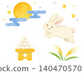 A rabbit and moon-viewing dumplings enjoying the moon. 140470570